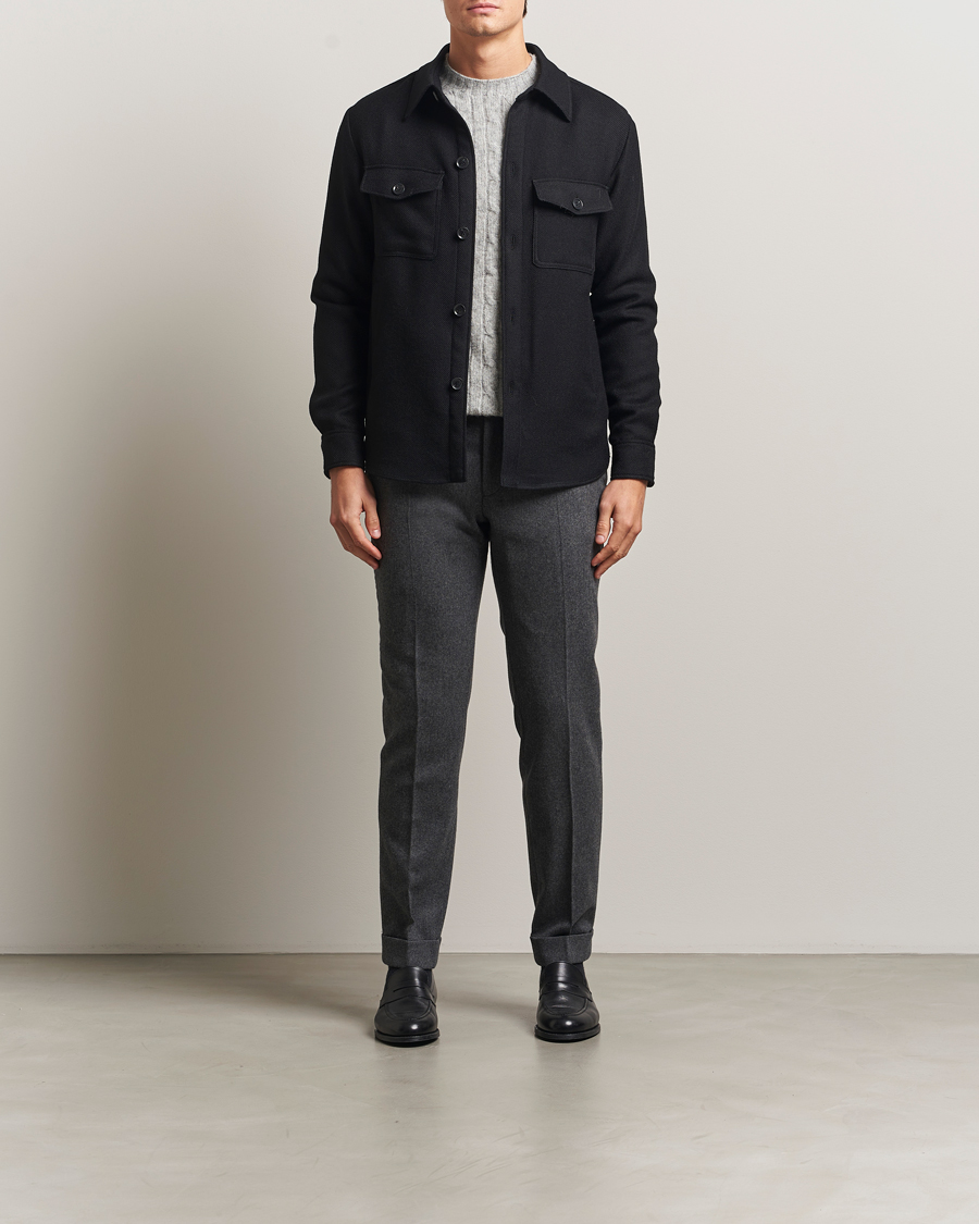 Heren | Jassen | Oscar Jacobson | Maverick Wool Overshirt Black
