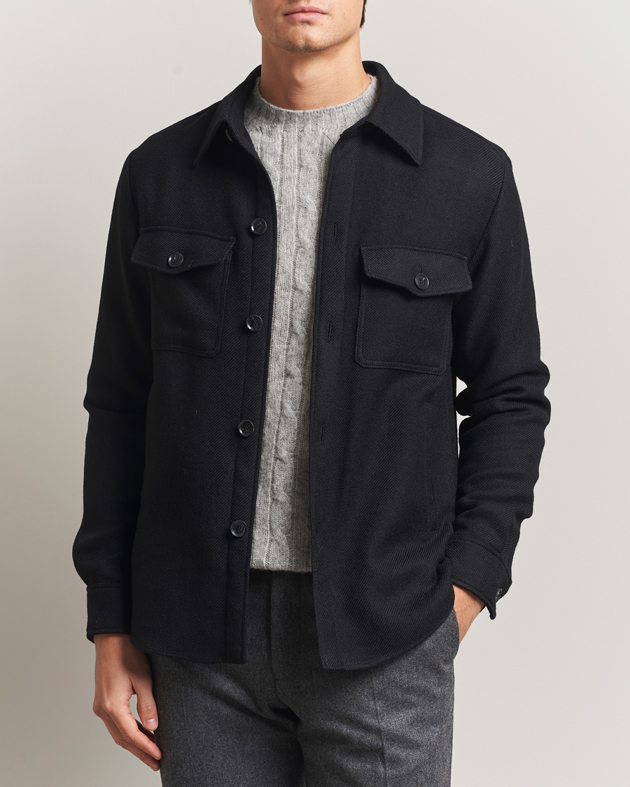 Heren | Jassen | Oscar Jacobson | Maverick Wool Overshirt Black