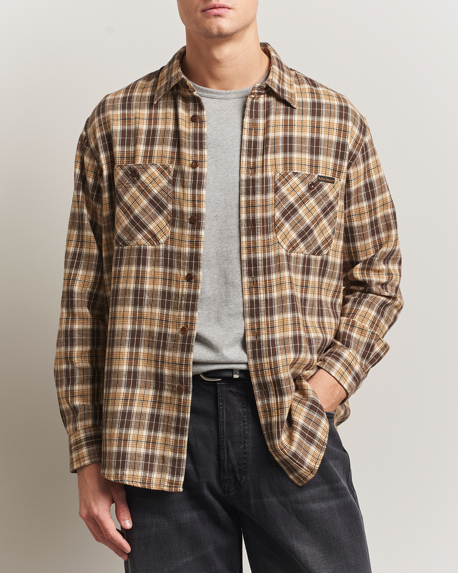 Heren | Overhemden | Nudie Jeans | Julian Checked Worker Shirt Brown