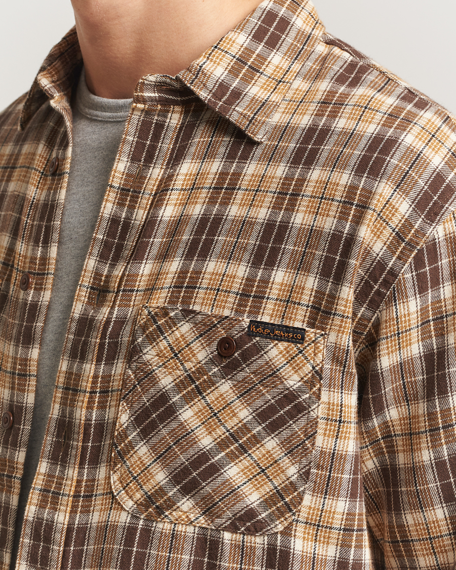 Heren | Overhemden | Nudie Jeans | Julian Checked Worker Shirt Brown