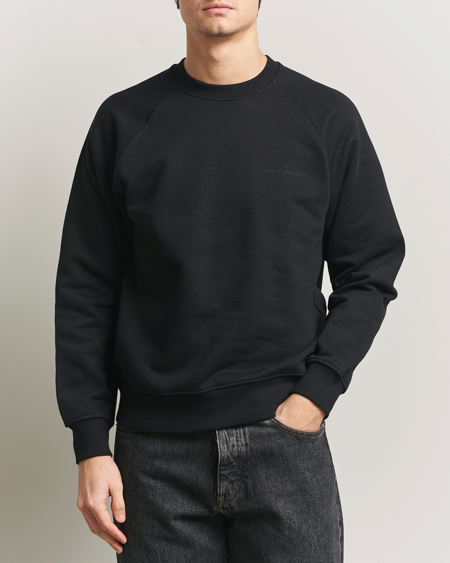 Heren | Truien | Nudie Jeans | Palle Logo Crew Neck Sweatshirt Black