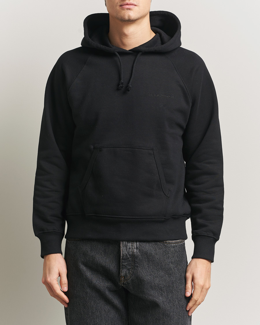 Heren | Truien | Nudie Jeans | Gunde Logo Hoodie Black