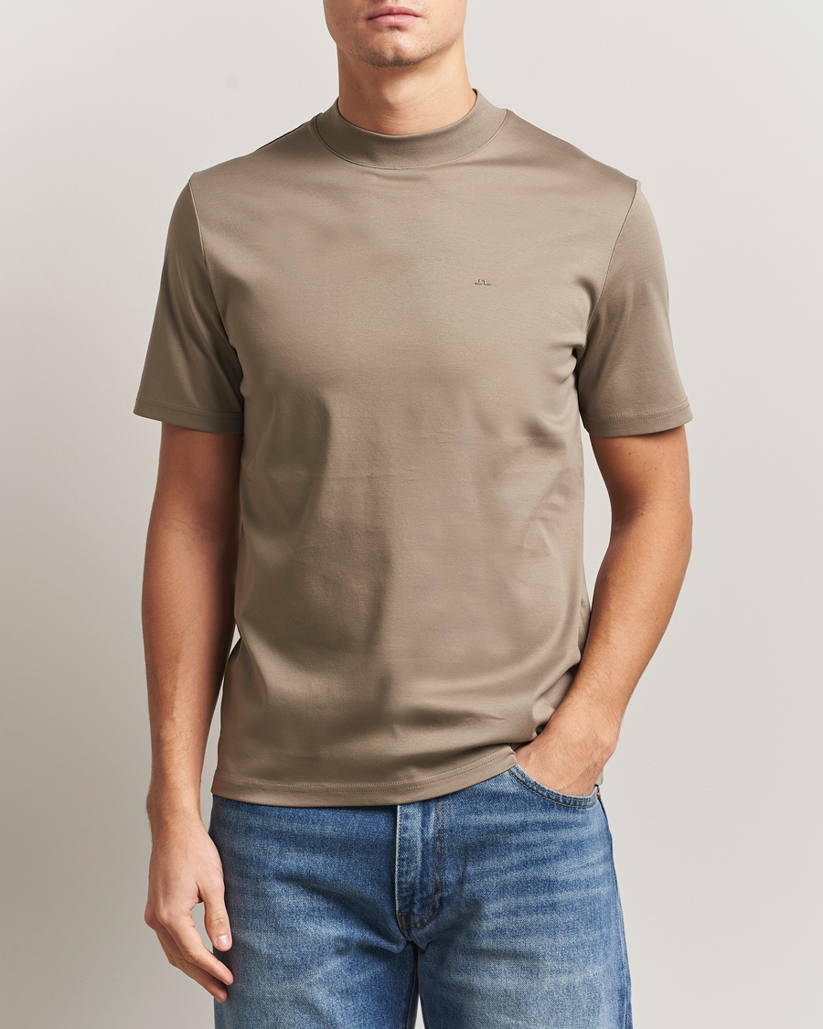 Heren | T-shirts | J.Lindeberg | Ace Mock Neck T-Shirt Brindle