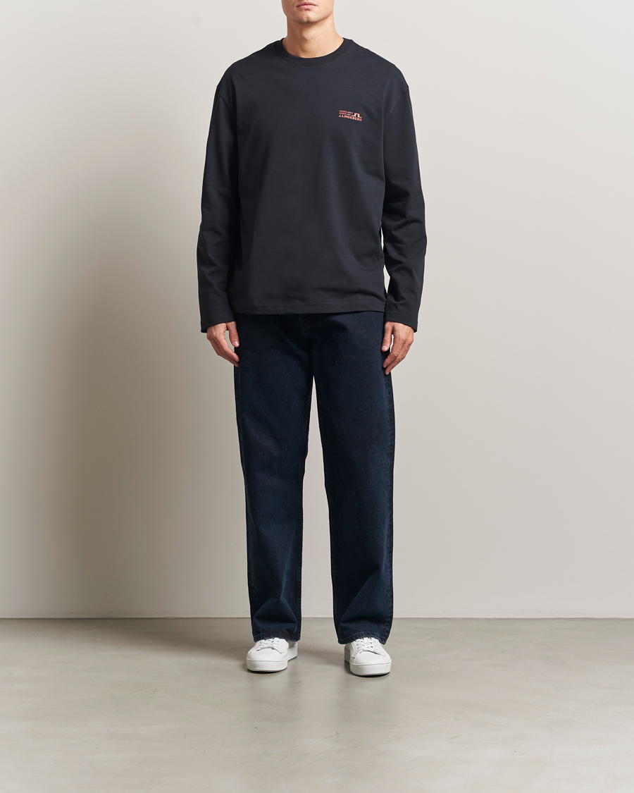 Heren | T-shirts | J.Lindeberg | Walsh Printed Long Sleeve T-Shirt Black