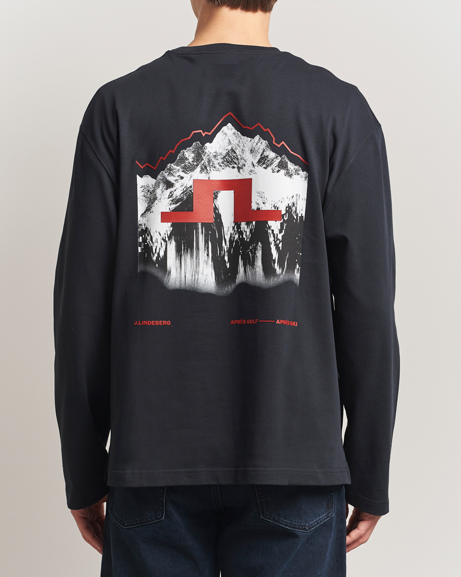 Homme | T-shirts | J.Lindeberg | Walsh Printed Long Sleeve T-Shirt Black