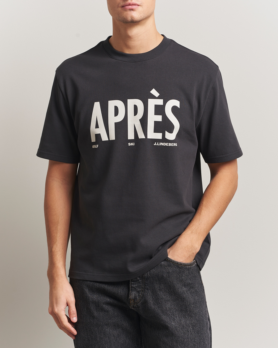 Heren | T-shirts | J.Lindeberg | Hale Printed Crew Neck T-Shirt Black