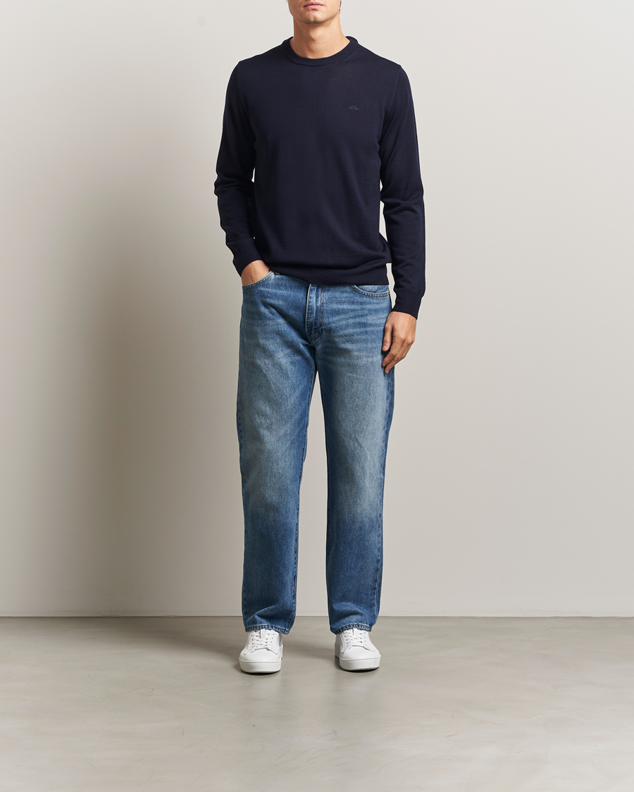 Heren | Truien | J.Lindeberg | Keane Merino Crew Neck Navy