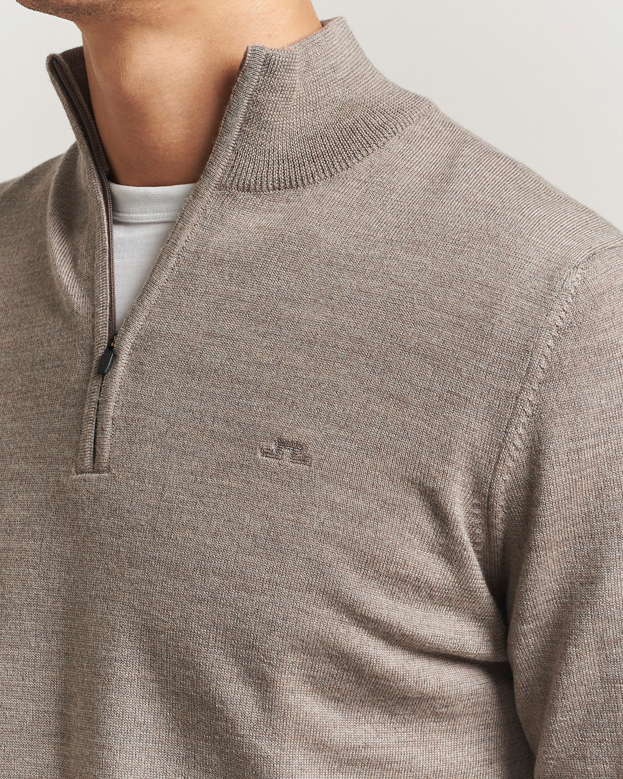 Heren | Truien | J.Lindeberg | Kiyan Merino Half Zip Brindle Melange