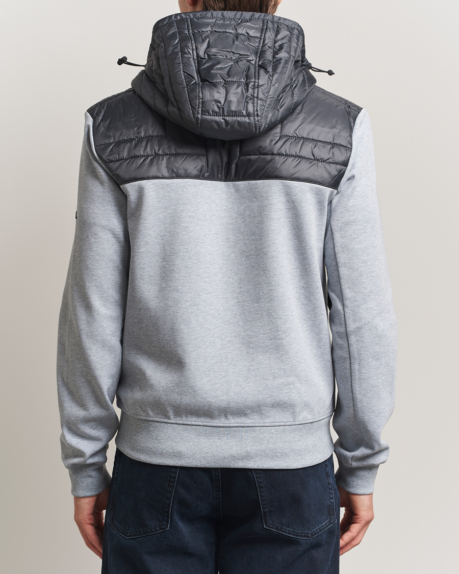 Heren | Truien | J.Lindeberg | Seth Hybrid Hooded Full Zip Medium Grey Melange