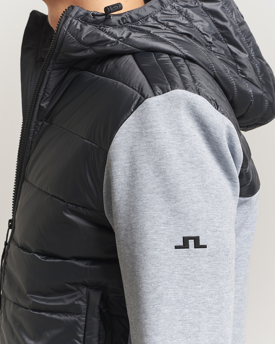 Heren | Truien | J.Lindeberg | Seth Hybrid Hooded Full Zip Medium Grey Melange