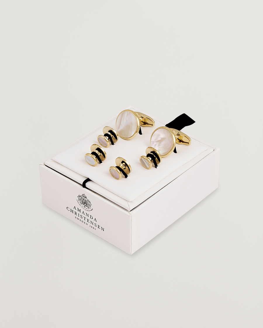 Heren | Manchetknopen | Amanda Christensen | Cufflink & Shirt Studs Set Gold