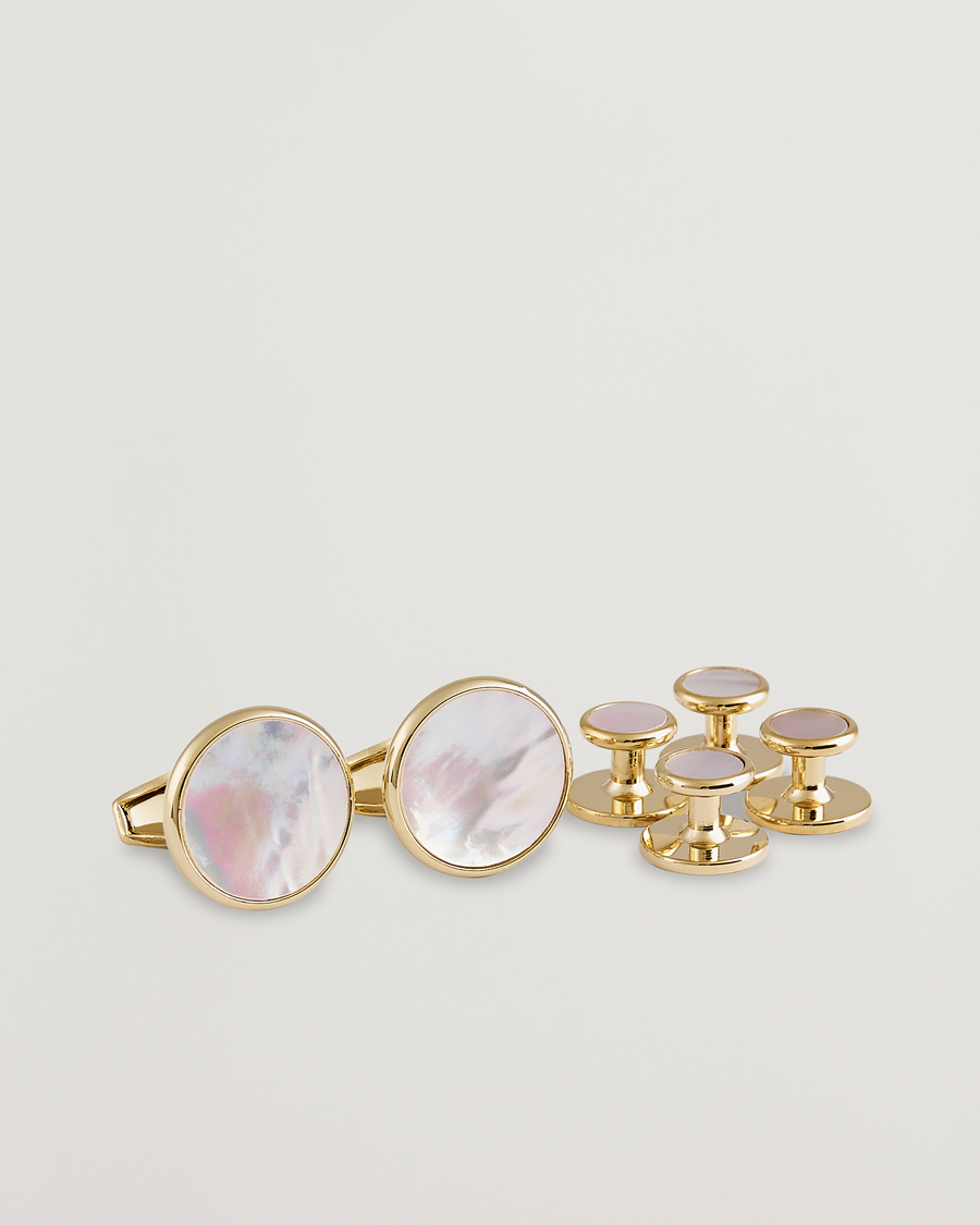 Heren | Manchetknopen | Amanda Christensen | Cufflink & Shirt Studs Set Gold