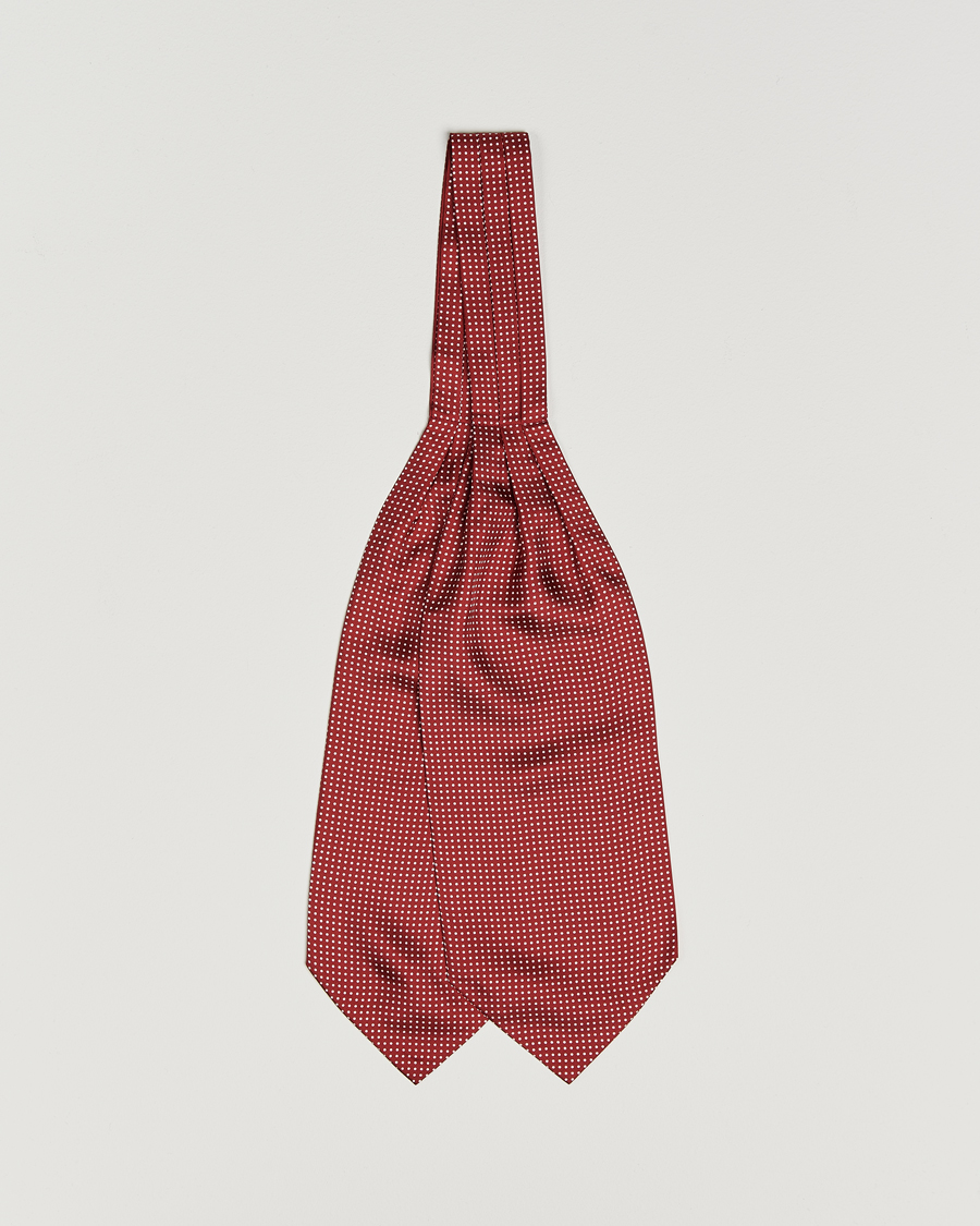 Homme | Écharpes | Amanda Christensen | Silk Twill Micro Dot Ascot Wine Red