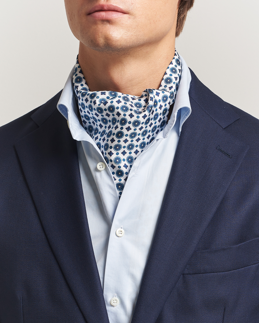 Homme | Écharpes | Amanda Christensen | Silk Twill Medallion Ascot White