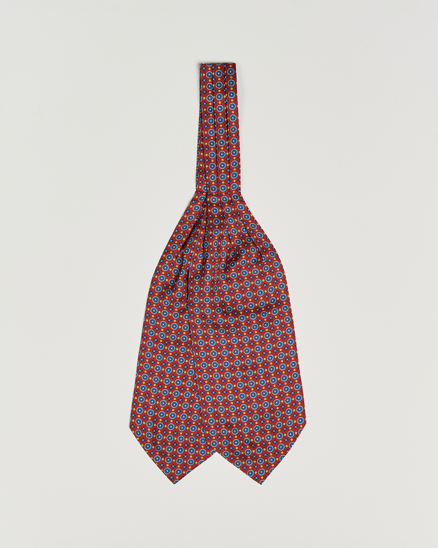 Homme | Écharpes | Amanda Christensen | Silk Twill Medallion Ascot Wine Red
