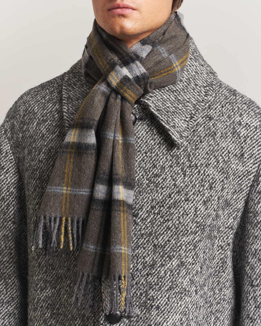 Heren | Amanda Christensen Wool Checked Scarf Olive | Amanda Christensen | Wool Checked Scarf Olive