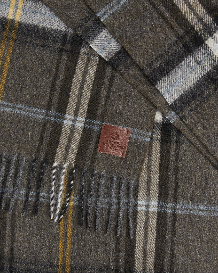 Homme | Écharpes | Amanda Christensen | Wool Checked Scarf Olive