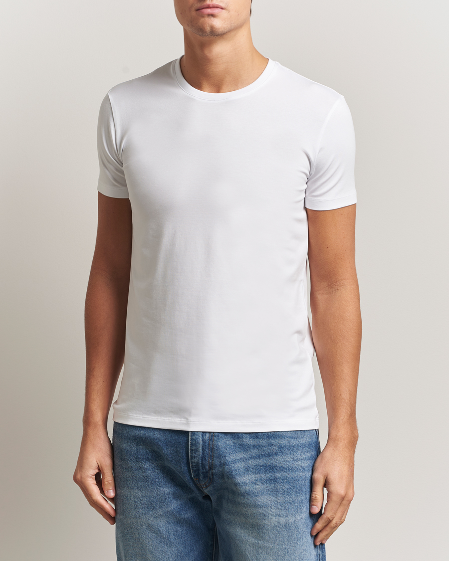 Heren | T-shirts | Falke | 2-Pack Cotton Crew Neck T-Shirt White