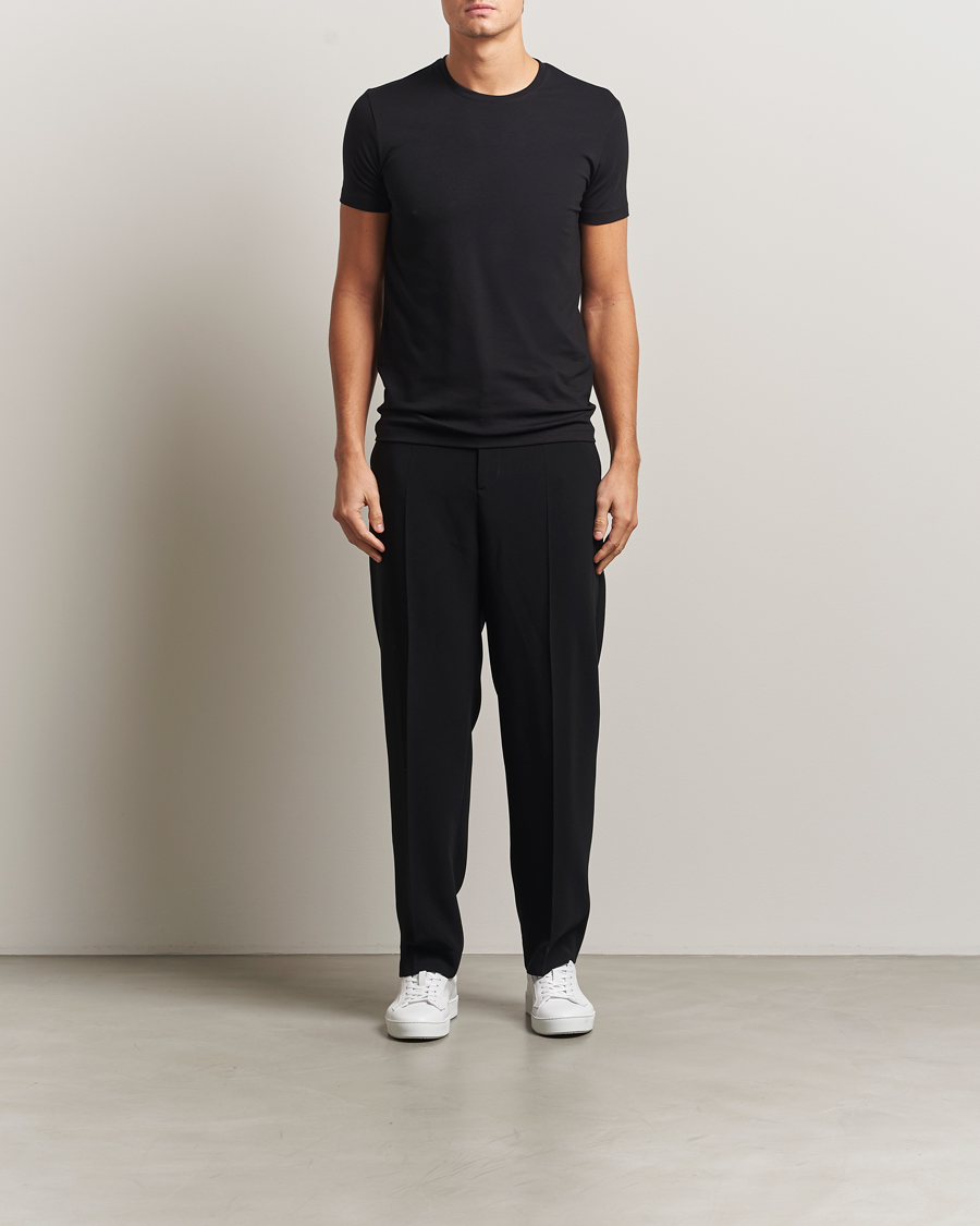 Homme | T-shirts | Falke | 2-Pack Cotton Crew Neck T-Shirt Black