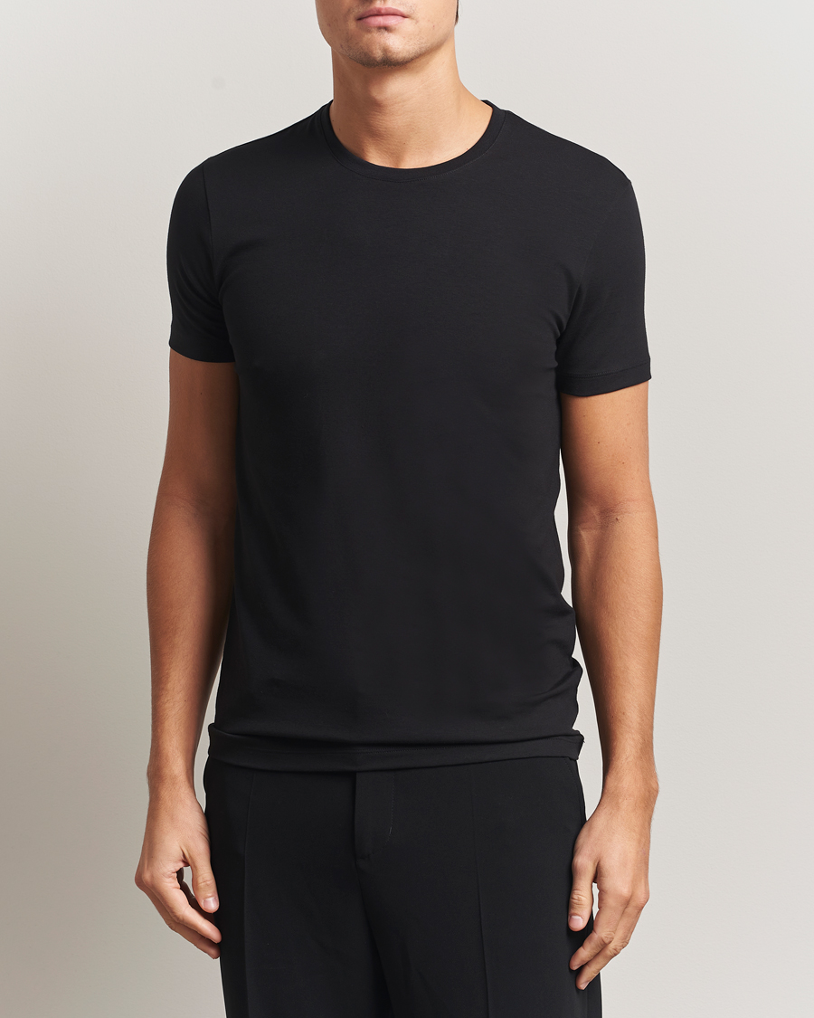 Homme | T-shirts | Falke | 2-Pack Cotton Crew Neck T-Shirt Black