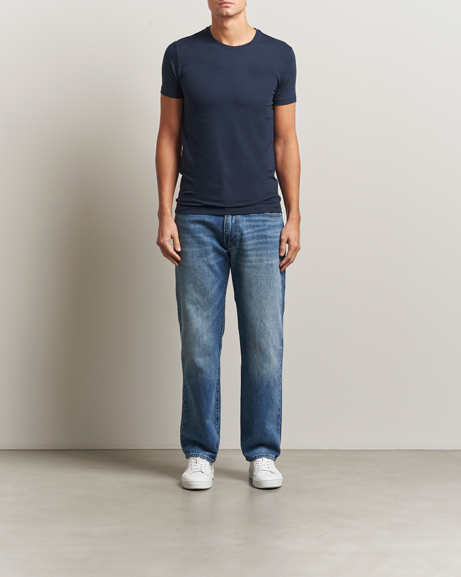 Homme | T-shirts | Falke | 2-Pack Cotton Crew Neck T-Shirt Midnight
