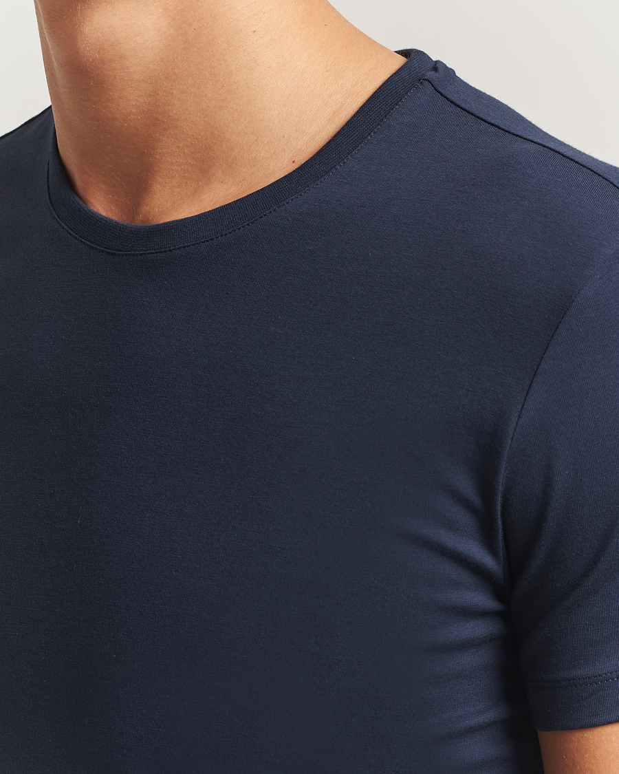 Homme | T-shirts | Falke | 2-Pack Cotton Crew Neck T-Shirt Midnight
