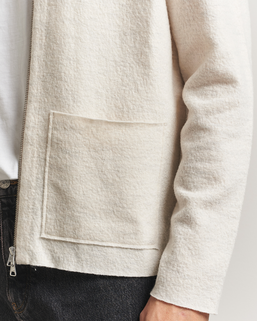 Heren | Truien | NN07 | Jonas Boiled Wool Full Zip Ivory
