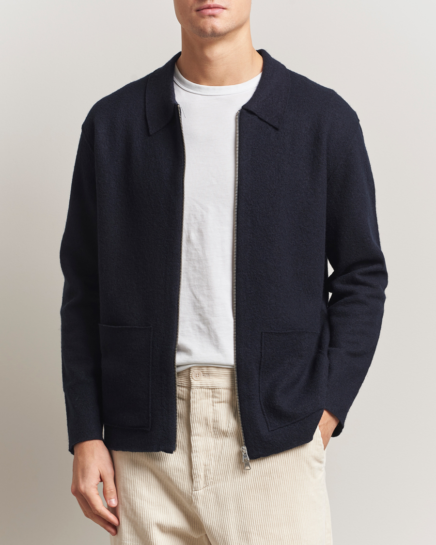 Homme | Pulls Et Tricots | NN07 | Jonas Boiled Wool Full Zip Navy Blue