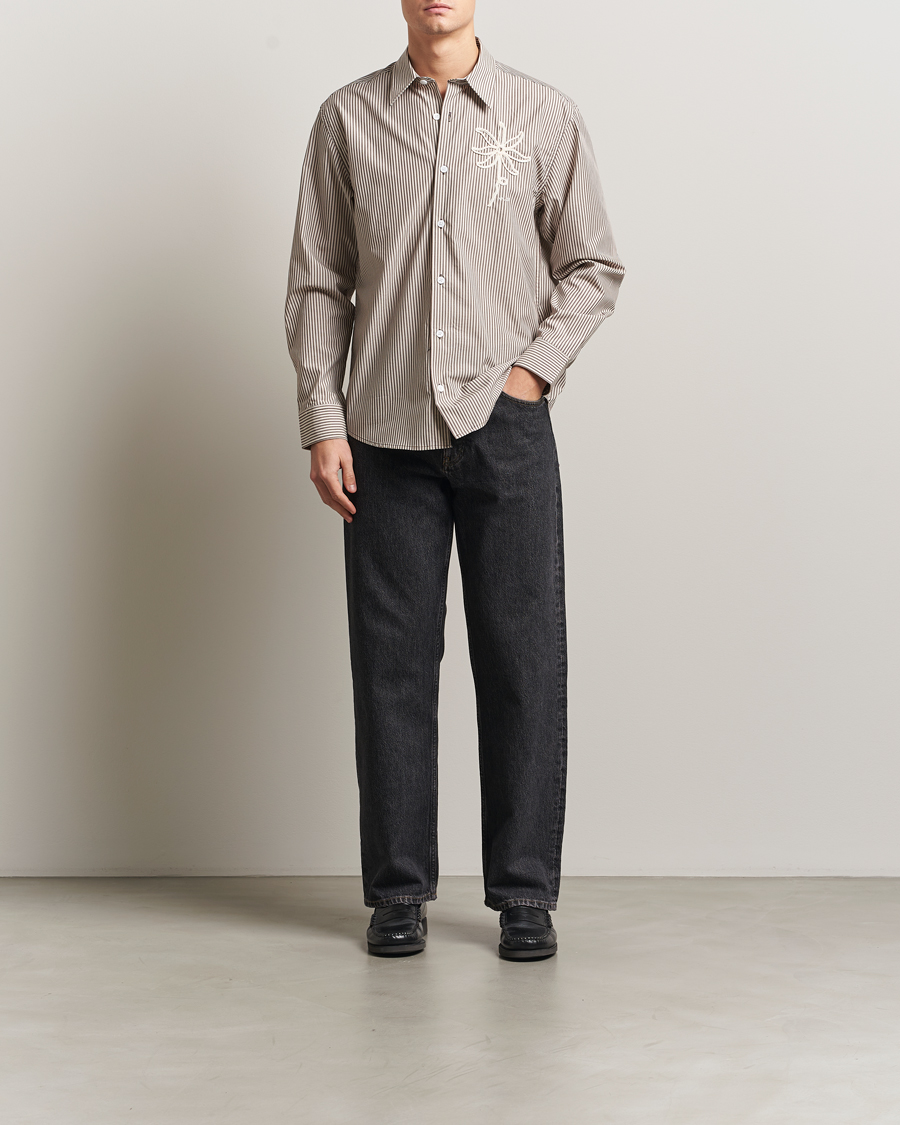 Homme | Chemises | NN07 | Quinsy Striped Embroidered Shirt Brown