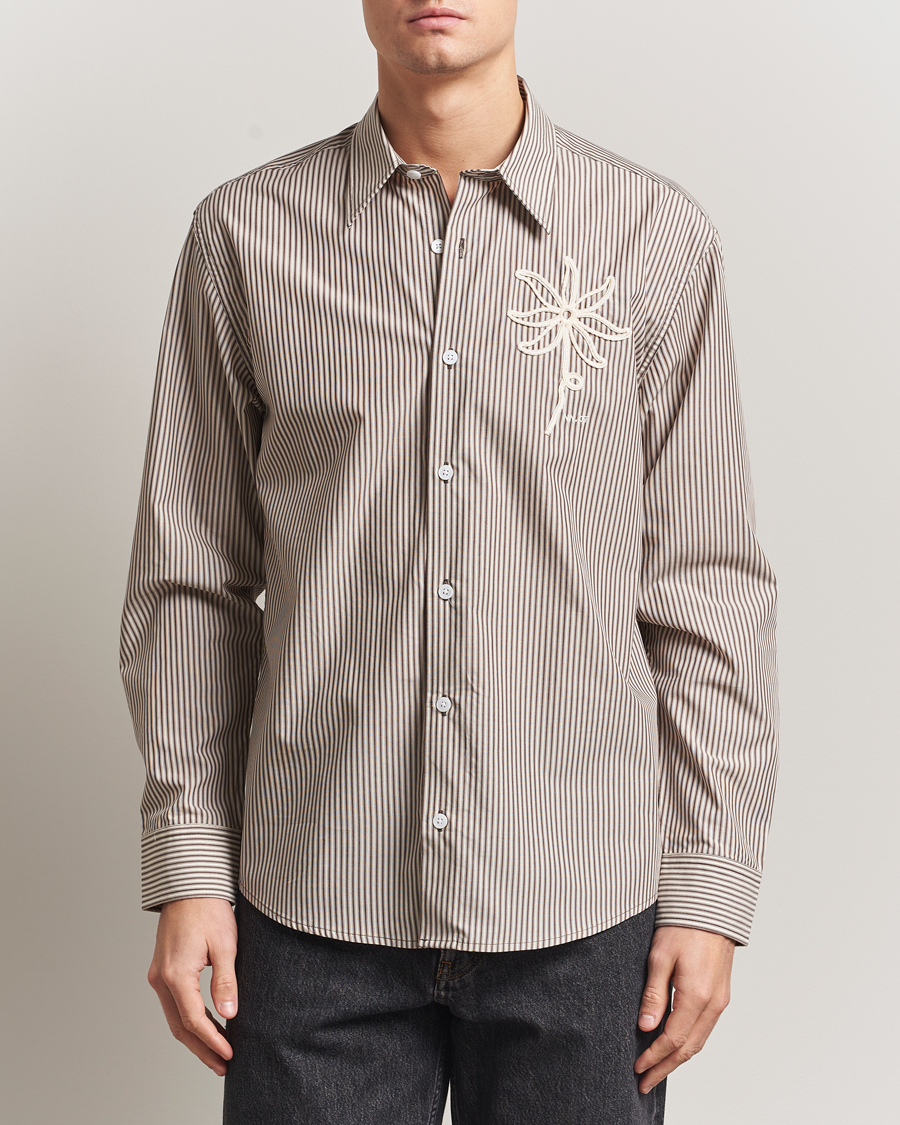 Homme | Chemises | NN07 | Quinsy Striped Embroidered Shirt Brown