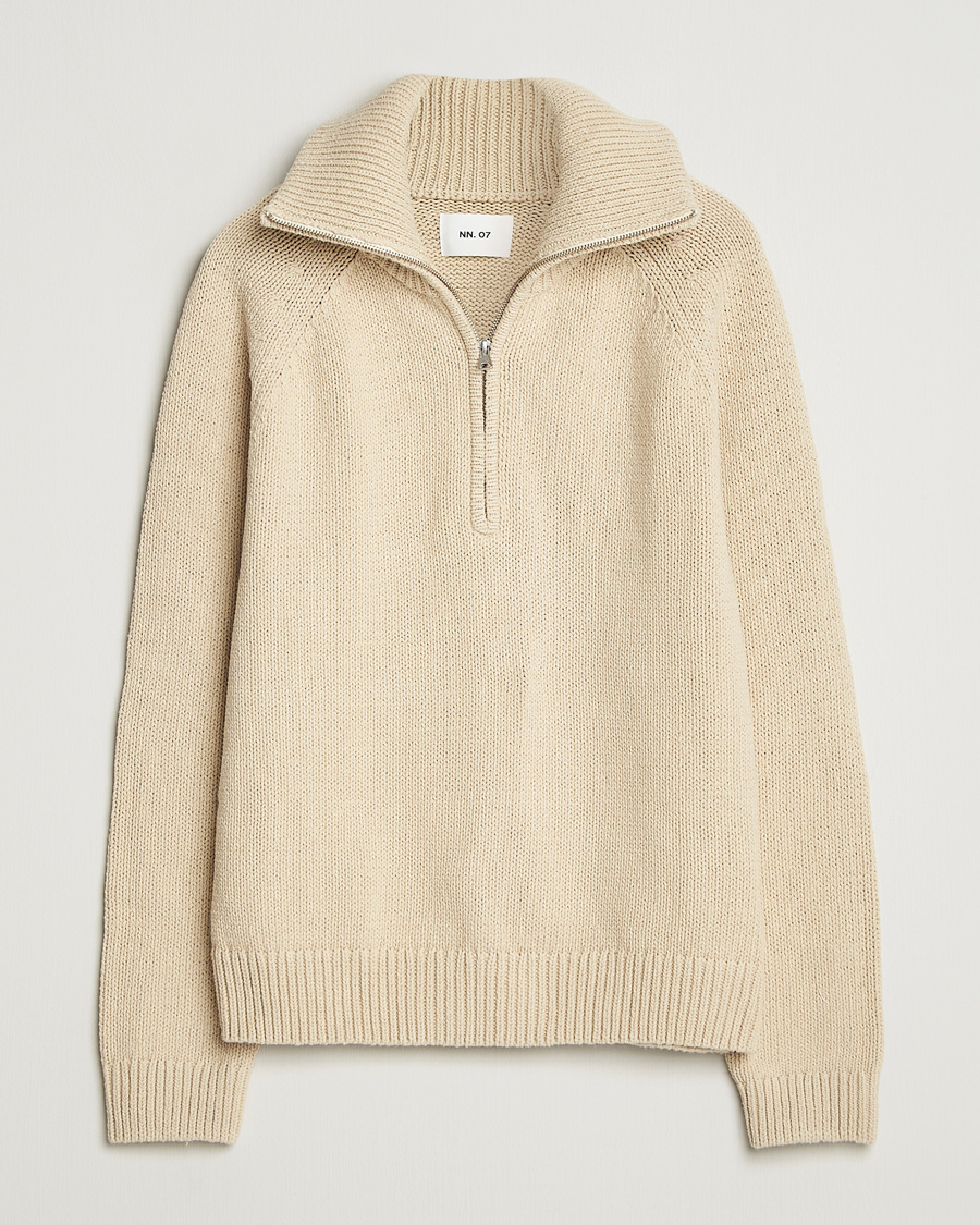 Homme | Pulls Et Tricots | NN07 | Tristan Heavy Knitted Half Zip Ecru