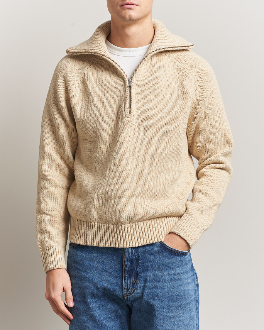 Homme | Pulls Et Tricots | NN07 | Tristan Heavy Knitted Half Zip Ecru