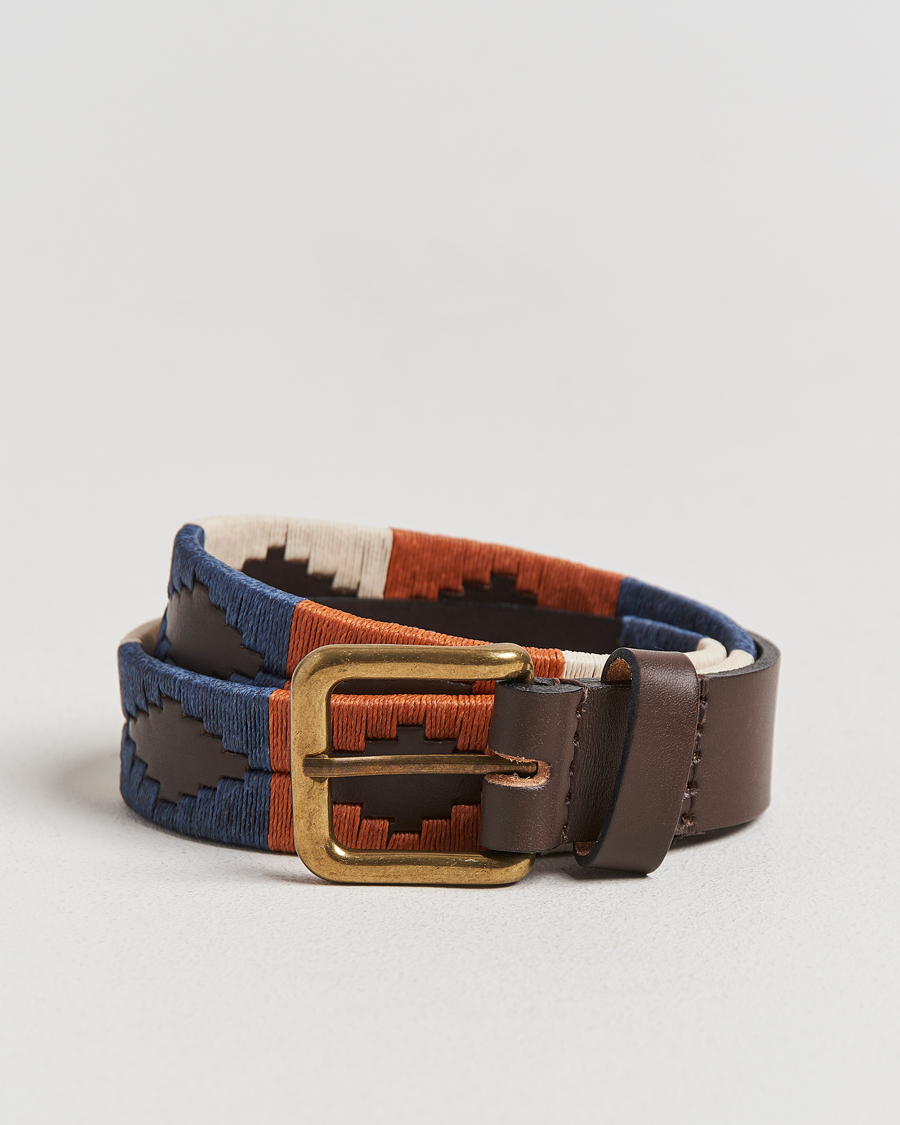 Heren | Riemen | Pampeano | Aurora Hand Stitched Classic Leather Belt 3,5cm Orange