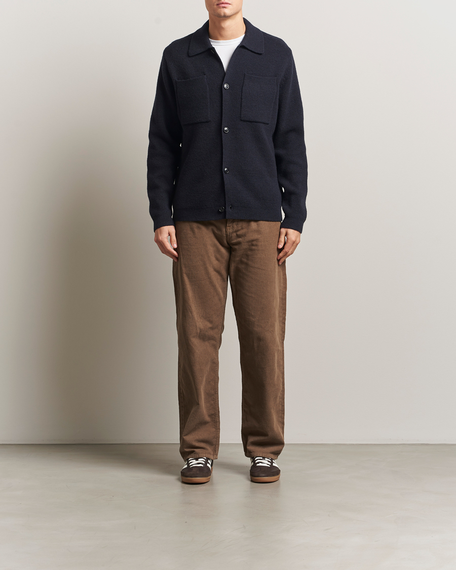 Heren | Overhemden | LES DEUX | Fisher Milano Wool Knit Overshirt Navy