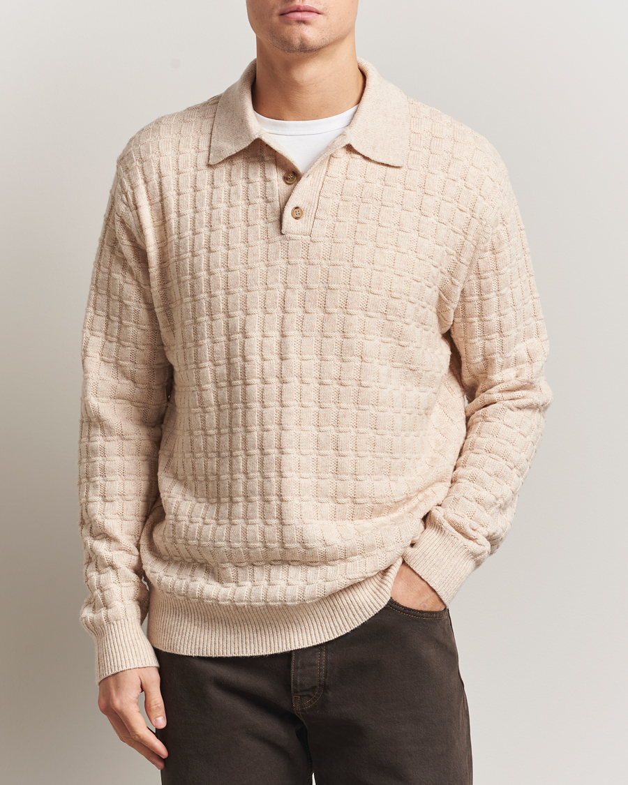 Homme | Pulls Et Tricots | LES DEUX | Gustav Structured Polo Knit Light Sand Melange