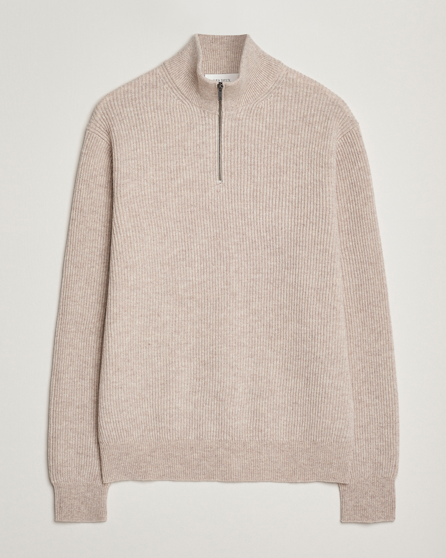 Heren | Truien | LES DEUX | Eduard Half-Zip Knit Jumper Light Sand