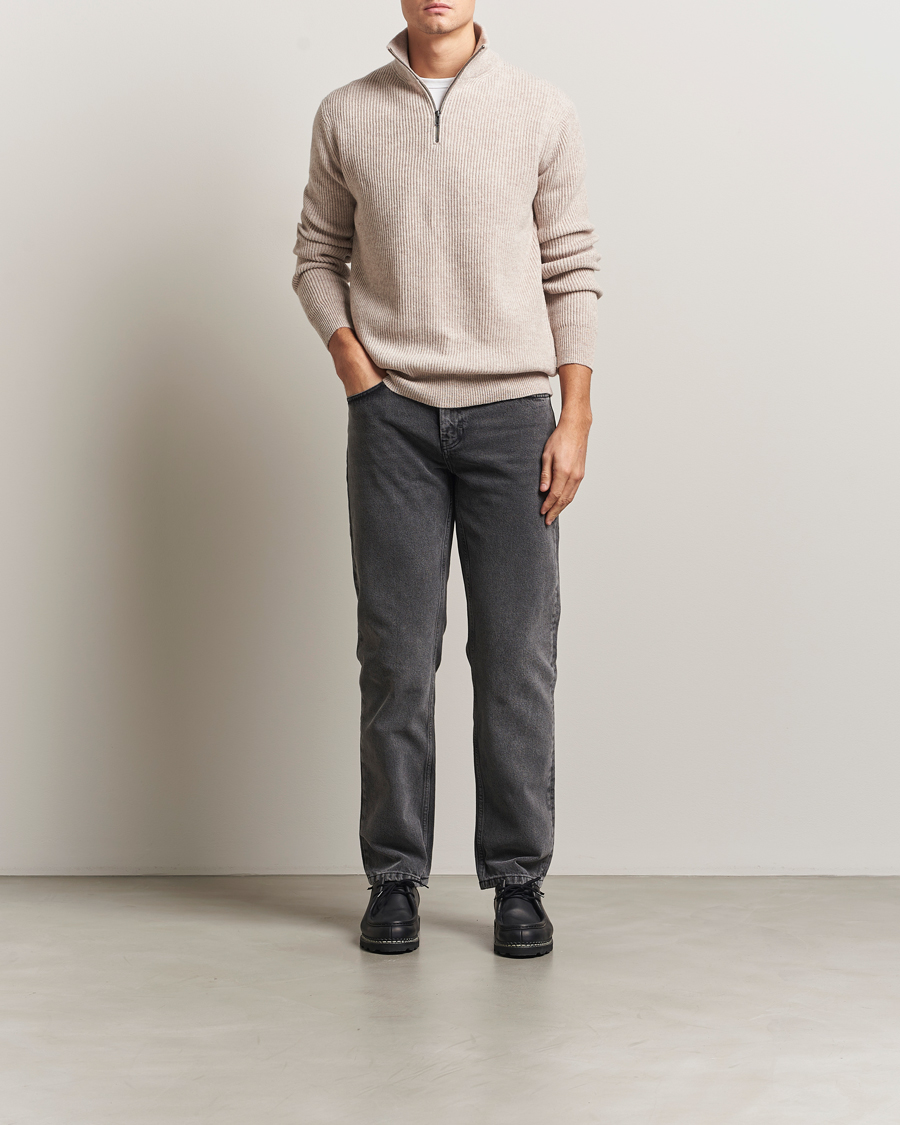 Heren | Truien | LES DEUX | Eduard Half-Zip Knit Jumper Light Sand