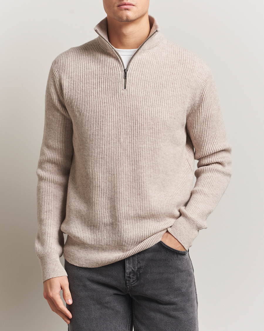 Heren | Truien | LES DEUX | Eduard Half-Zip Knit Jumper Light Sand