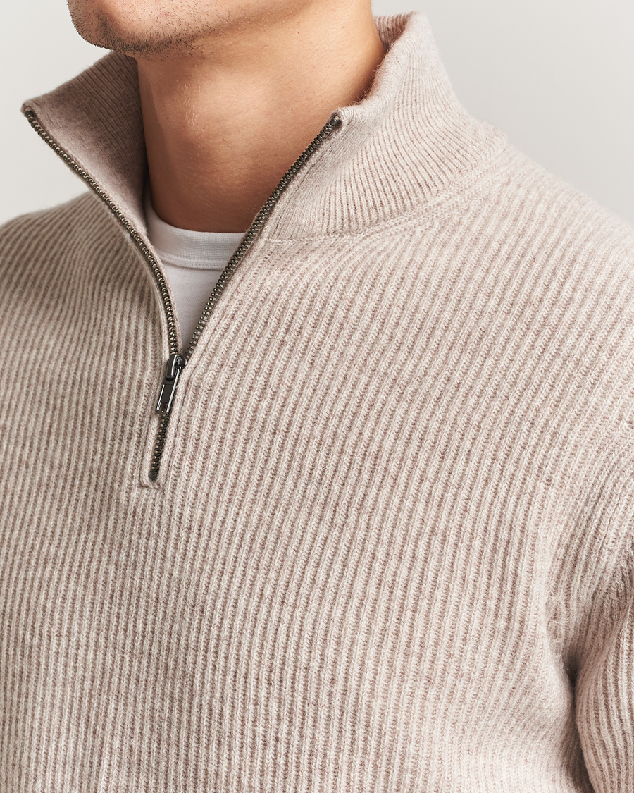 Heren | Truien | LES DEUX | Eduard Half-Zip Knit Jumper Light Sand