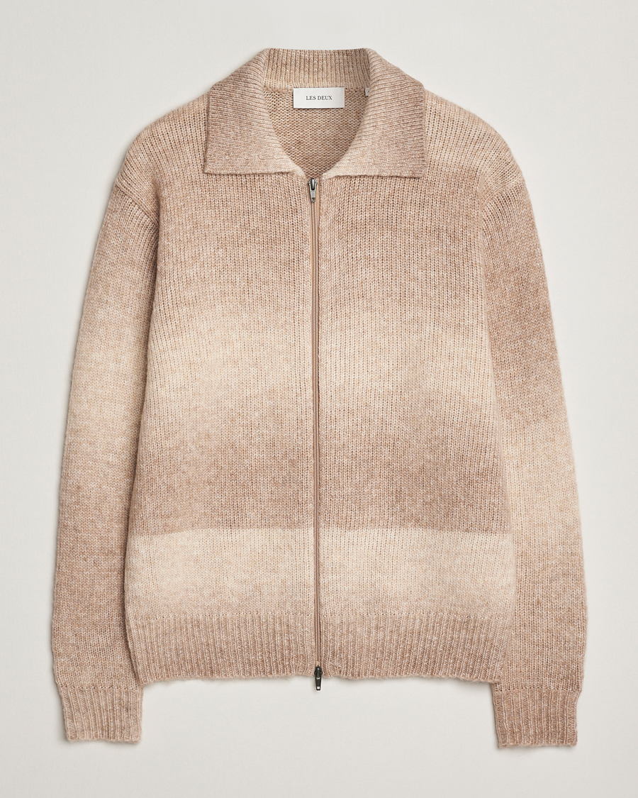 Heren | Truien | LES DEUX | Gannon Gradient Zipper Cardigan Prairie Sand