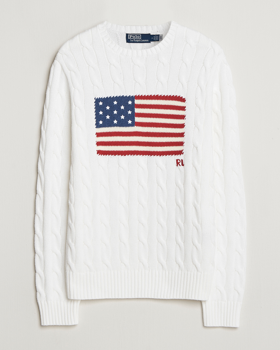 Heren | Truien | Polo Ralph Lauren | Cotton Cable Flag Sweater Ceramic White
