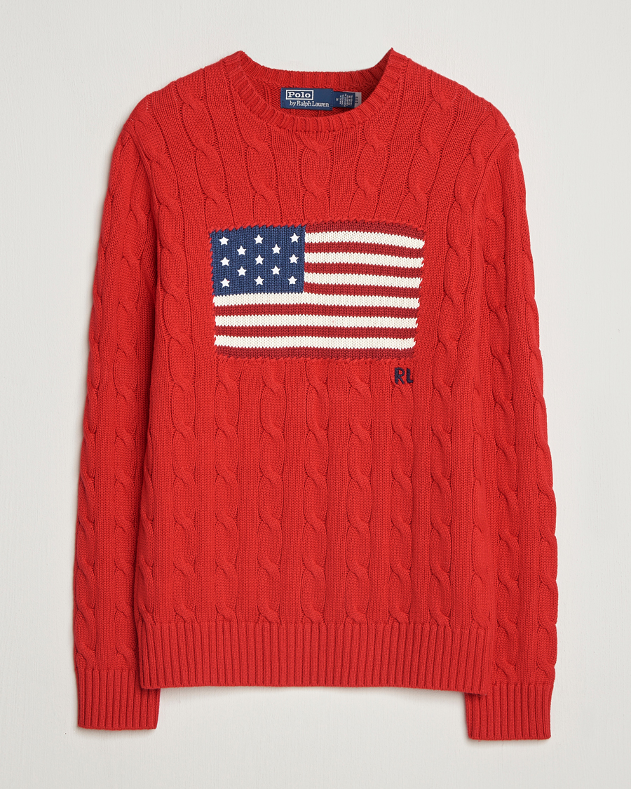Heren | Truien | Polo Ralph Lauren | Cotton Cable Flag Sweater RL 2000 Red