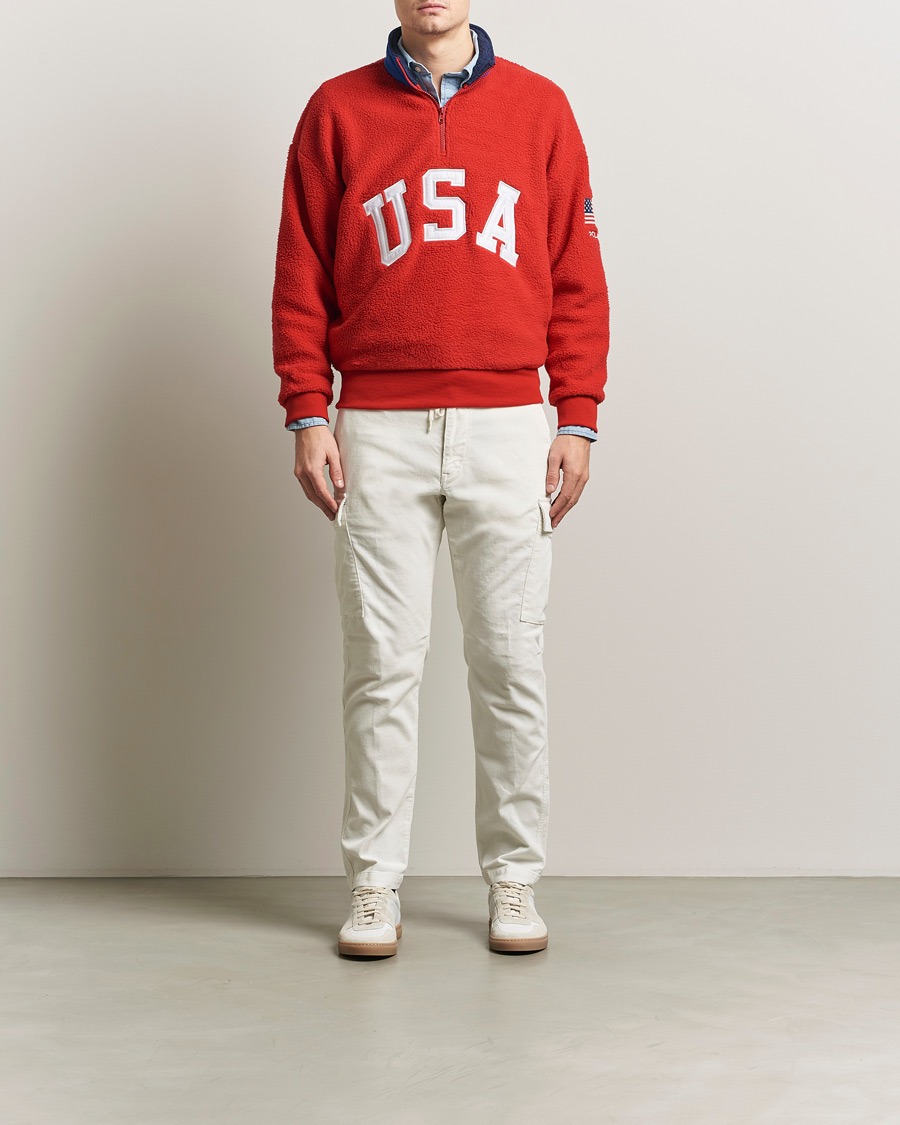 Heren | Truien | Polo Ralph Lauren | Polar Half Zip USA Fleece RL 2000 Red