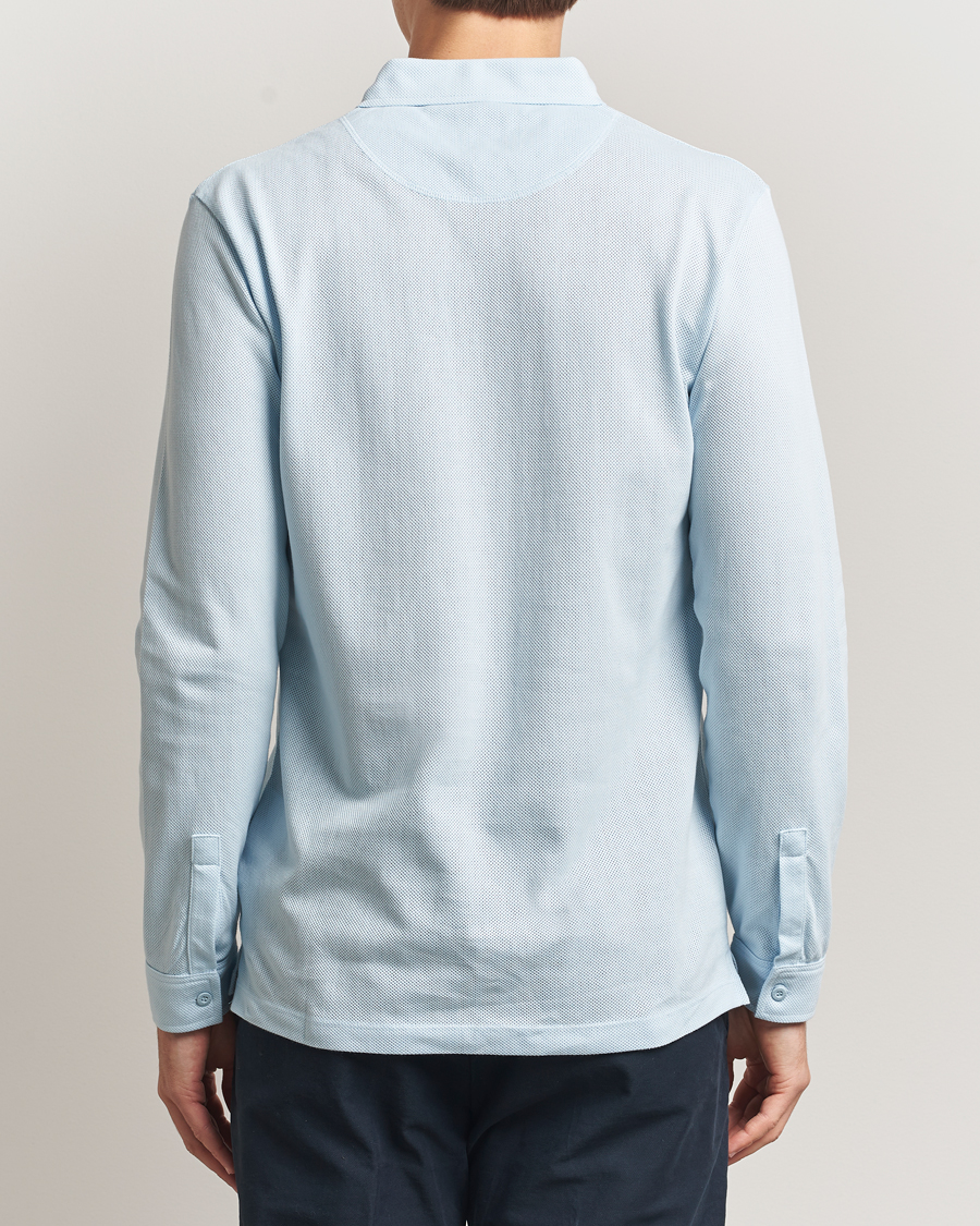 Homme | Polos | Sunspel | Long Sleeve Riviera Polo Shirt Frost Blue