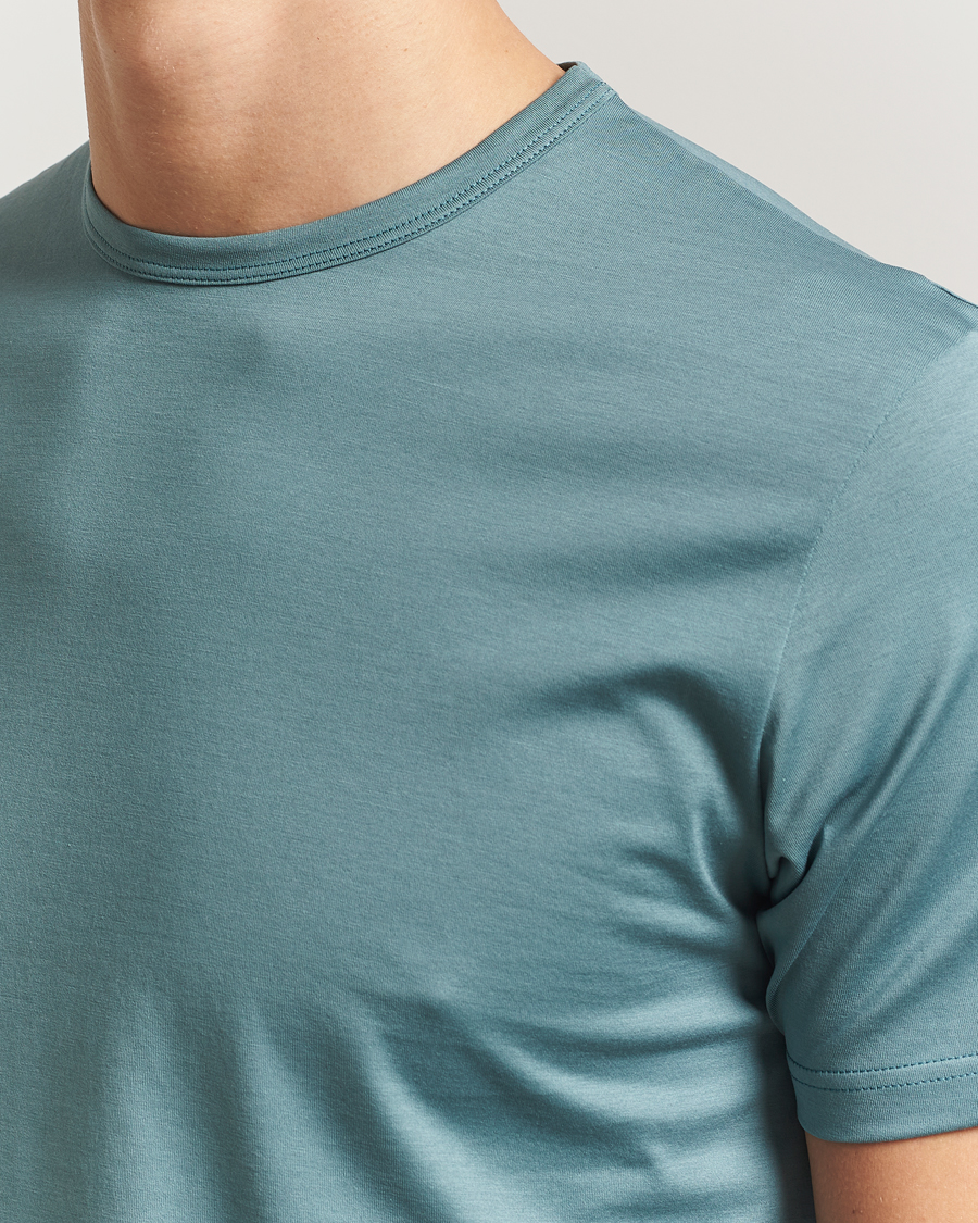 Heren | T-shirts | Sunspel | Crew Neck Q82 Cotton T-Shirt Steel Green