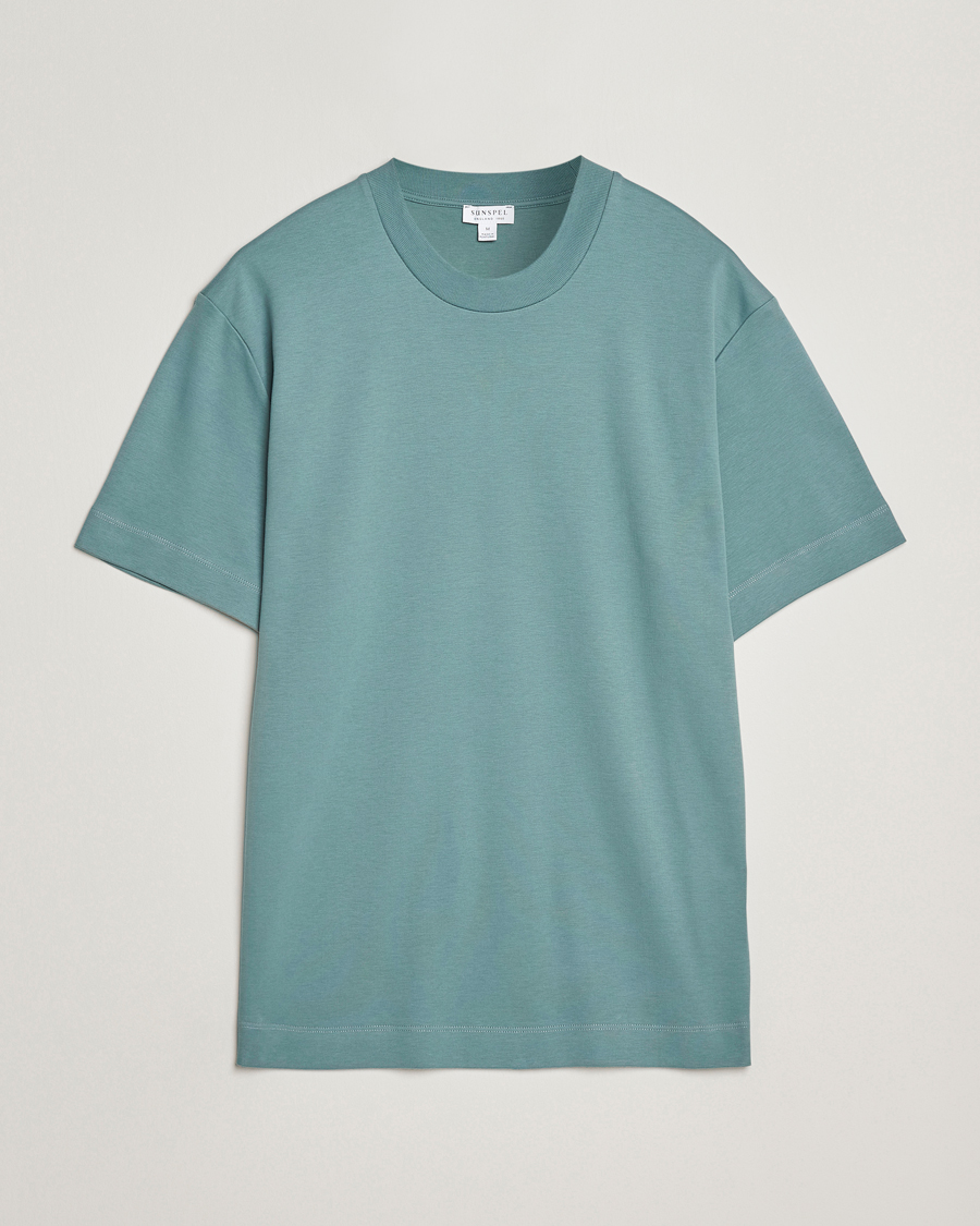 Homme | T-shirts | Sunspel | Heavy Weight Supima Cotton T-Shirt Steel Green
