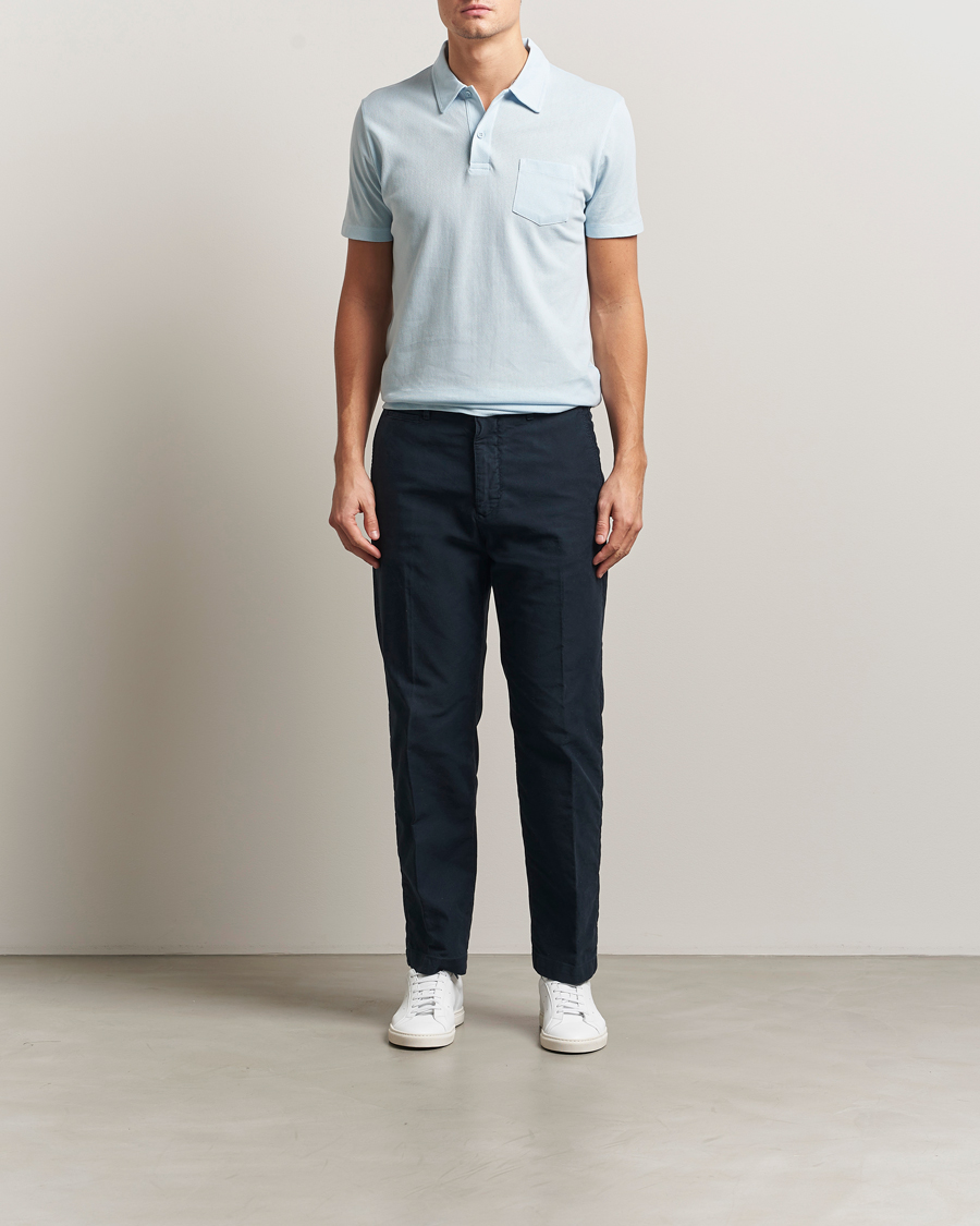 Homme | Polos | Sunspel | Riviera Polo Shirt Frost Blue
