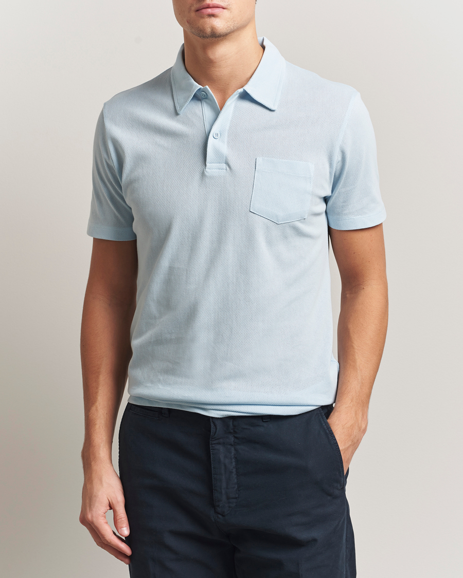 Homme | Polos | Sunspel | Riviera Polo Shirt Frost Blue