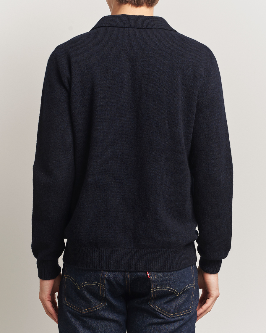 Heren | Truien | Sunspel | Lambswool Cardigan Dark Navy