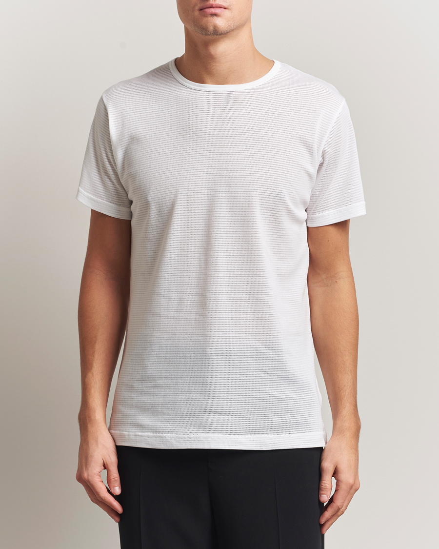 Homme | T-shirts | Sunspel | Cellular Underwear T-Shirt White